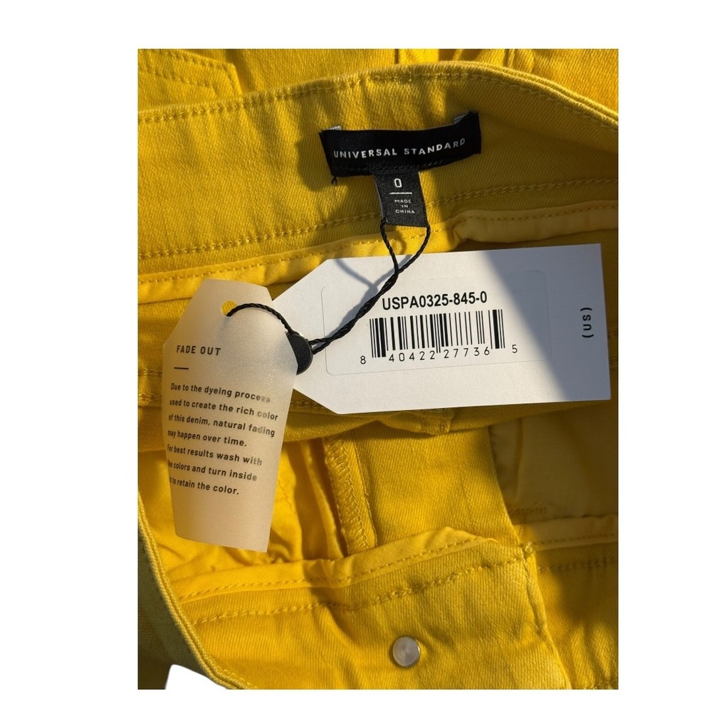 Universal Standard Wide Leg Crop Jeans - Size 0 High Rise Yellow Denim - Picture 3 of 7